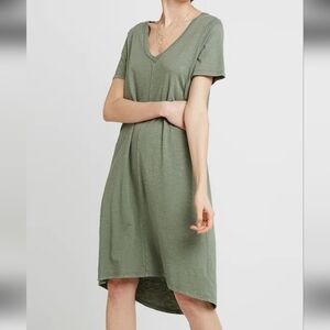 Gap Short Sleeve Cotton V Neck Midi Dress Palm Size Small